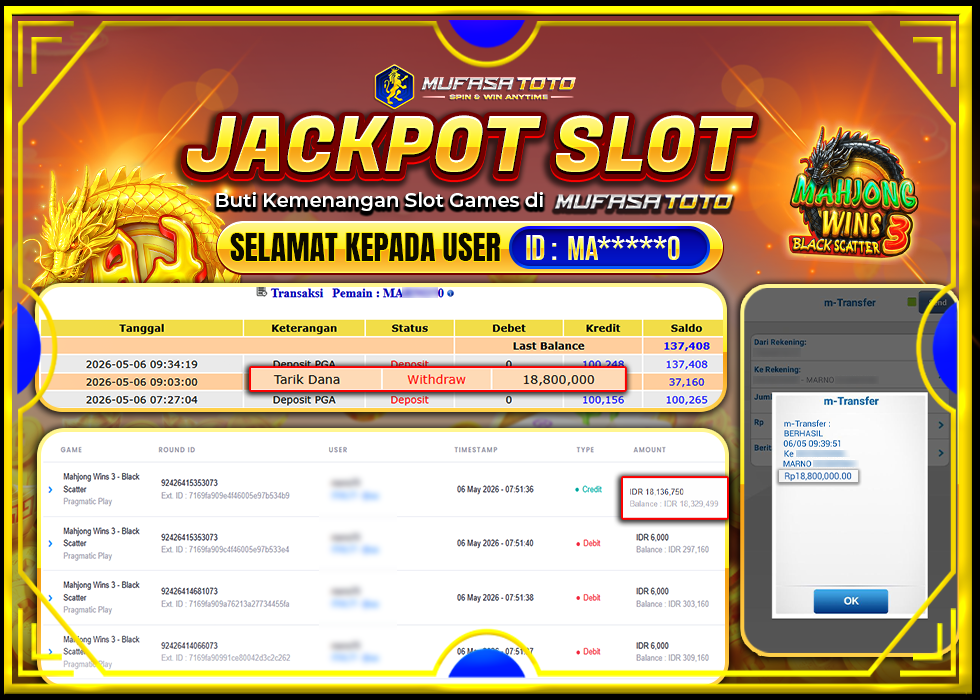 MUFASATOTO JACKPOT PRAGMATIC PLAY Rp .18.800.000|LUNAS